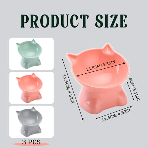 TaimeiMao Katzennapf Set, Katzen Futternapf, Erhöhter Katzennapf, 3er-Set mit 15° geneigtem Futternapf, Katzen, Wassernapf für Katzen