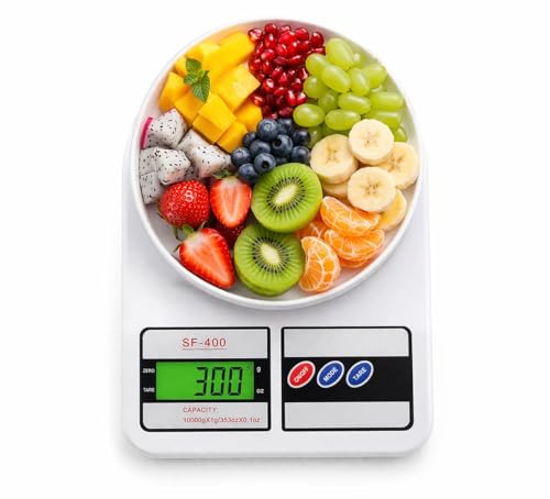 Image of HOSANA Series Digital Kitchen Weighing Scale 10 kg, Electronic Weight Machine with LCD Display for Baking, Cooking, Food & Diet, SF-400 /A121.