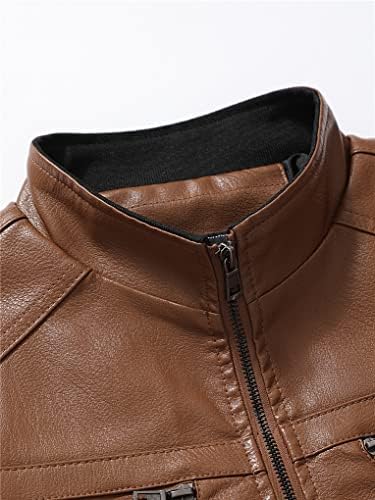 Faux Leather Jacket Men's Autumn Winter Straight Stand