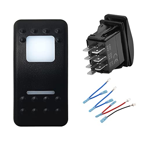 Image of White Led 7P (ON)-Off-(ON) Momentary Rocker Switch 3 Way DPDT Toggle Switch for Car Marine Vehicle Yacht RV Can Am UTV Waterproof IP66