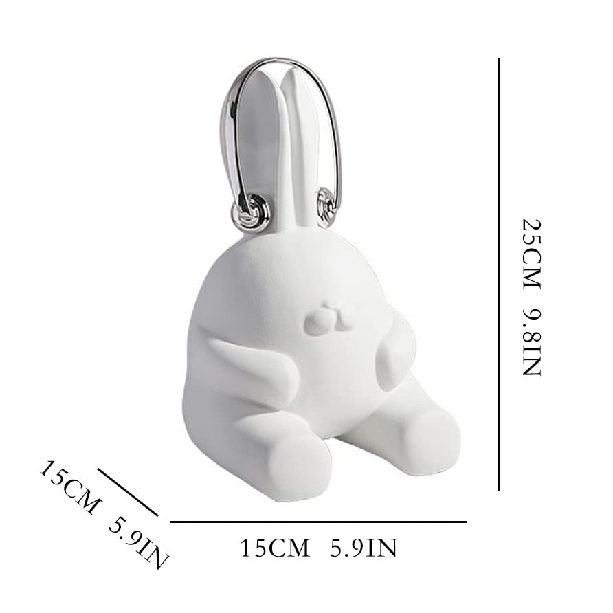Statue de lapin avec écouteurs déco bureau chambre - Petite figurine design moderne
