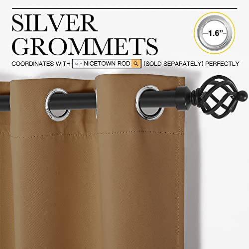 Image of NICETOWN Sound Reducing Room Divider Curtain Screen Partition, Function Thermal Blackout Patio Door Curtain Panel, Sliding Door Insulated Curtain, Gold Brown, 5ft Wide x 7ft Long