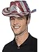 Smiffy's-22027 Sombrero de Vaquero con Brillantina, con Bandera EE.UU, Color Rojo y...