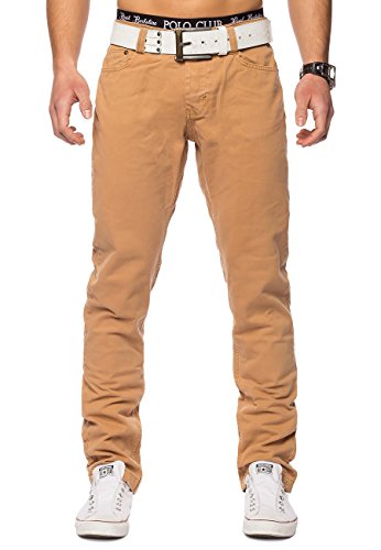 EGOMAXX Pantalon Jeans Regular Fit Jeans Pantalon décontracté en Coton H1421, Couleurs:Camel, Taille de Pantalon:34W Cover