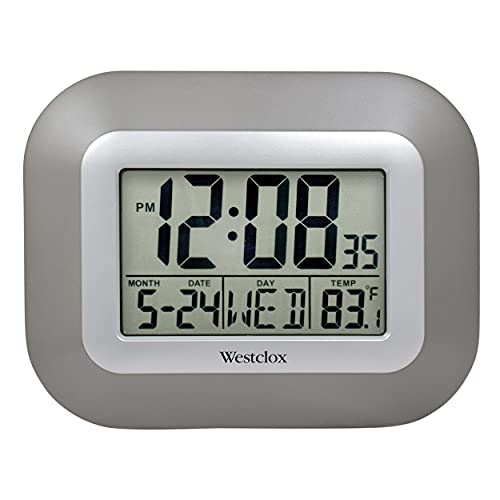 Westclox Large Digital Wall Clock with Temperature, Date, and Alarm