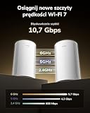 Cudy Tri-Band WiFi 7 BE11000 Whole Home Mesh System, 6-Stream 10 Gb/s, 4 porty 2,5G, MU-MIMO, Multi-VPN, Cudy APP, inteligentne anteny wewnętrzne, M11000 1-pak