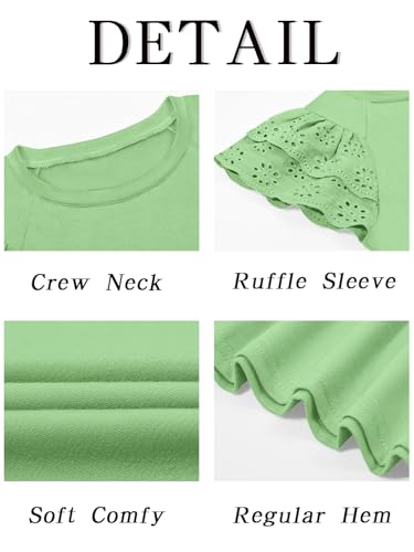 Image of Haloumoning Girls Ruffle Sleeve T Shirts Summer Short Sleeve Casual Cute Crewneck Tops Tees 5-14 Years