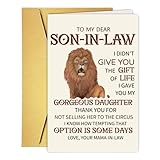 Unique Birthday Card Gifts Decorations for Son-In-Law, Cute Happy Son In Law Birthday Card Gift for Him Men