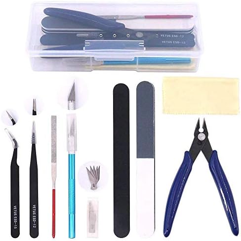 Swpeet 9Pcs Compatible for Gundam Modeler Basic Tools, Perfect Replacement for Gundam Model Tools Kit Building Beginner Hobby Model Assemble Building With Duty Plastic Container