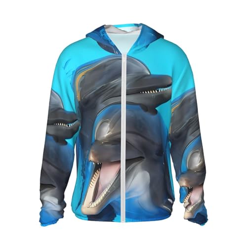 Veste à capuche dauphins zippée à manches longues pour le quotidien confortable