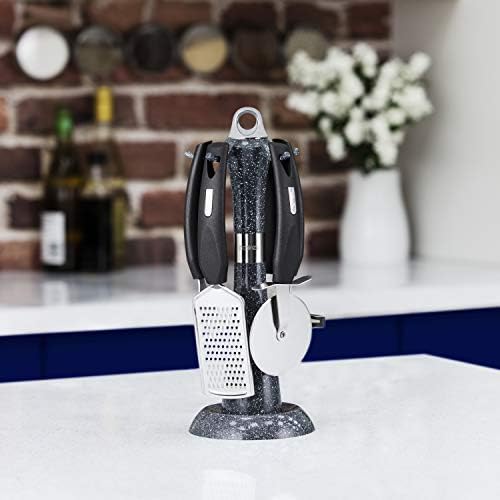 Tower Cerastone 4 Piece Gadget Set Stainless Steel and Marble Effect, Ergonomic Design, Graphite