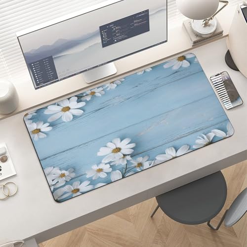 Mousepad grande de escritorio azul claro con base de goma miniatura 6