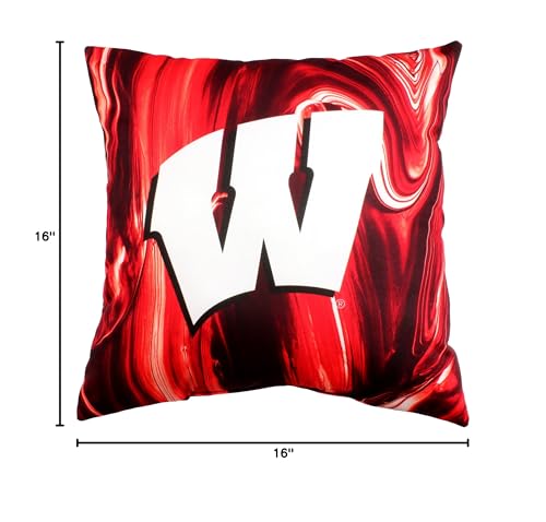 Image of College Covers Wisconsin Badgers 2 Sided Color Swept Decorative Pillow, 16 inch, Made in The USA