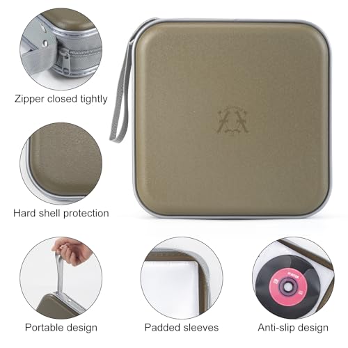 image for alavisxf xx CD Case, 48 Capacity Hard Plastic DVD Case Portable Zipper