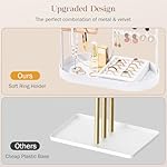 ProCase Jewelry Organizer Tower, 10 Hooks Jewelry Storage Rack Tree Holder Stand with Velvet Ring Display Tray for Necklaces Bracelets Earrings Rings Watches -White - Image 3