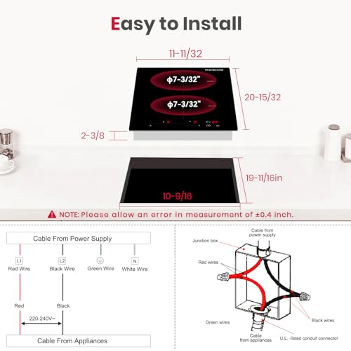 Image of GASLAND 12 Inch Built-in Induction Cooktop, 2 Burner with Boost, 220-240V | ETL Certified, 3500W Fast Heating, 9 Power Levels, Slide Touch Control, Timer & Child Lock, Ideal for Small Kitchens