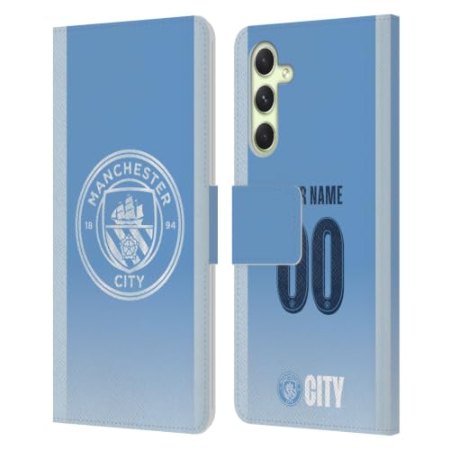 Cadeau Man City Coque Cuir Samsung A54 5G Étui Portefeuille Personnalisé avec Insigne Officiel