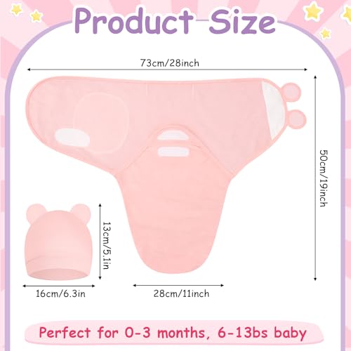 Image of Ramede 6 Pack Swaddle Blanket with Hats for Baby Girl Boy 100% Cotton Swaddles 0-3 Months, Adjustable Breathable Skin Friendly Receiving Blanket Wrap, Essential for Newborns(Classic,Light Color)