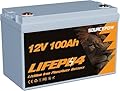 12V 100Ah LiFePO4 Lithium Battery, Built-in 100A BMS, Low Temp Cutoff Deep Cycles Battery, 12 Volt Rechargeable Battery for RV, Trolling Motor, Solar, Kayak, Camping