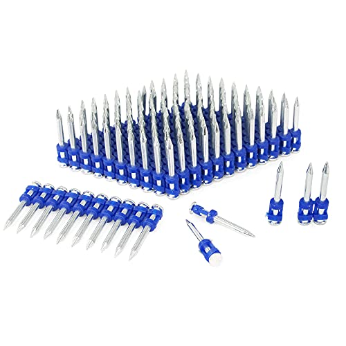 KIMSING MTSD-32 12 Gauge 1 1/4 Inch X .109 Inch Smooth Shank Plastic Collated Concrete and Steel Drive Pin Mechanical Galvanized for Gas Power Concrete and Steel Nailer 1000 PCS/Box (1 box)