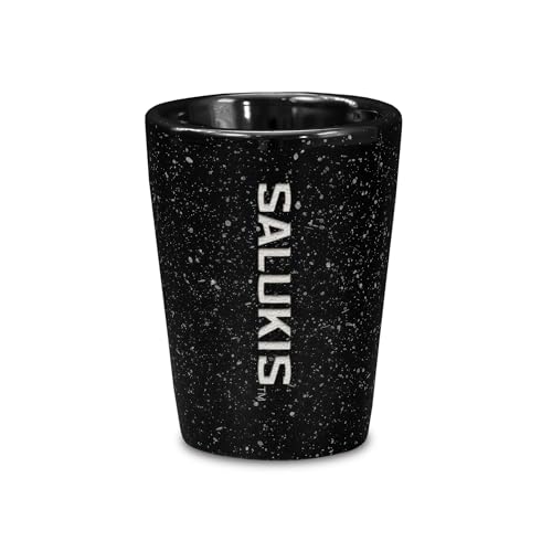 Rico Industries NCAA Southern Illinois Salukis 2oz Ceramic Shot Glass for Fans, Laser Engraved In Team Color Single Shot Glass