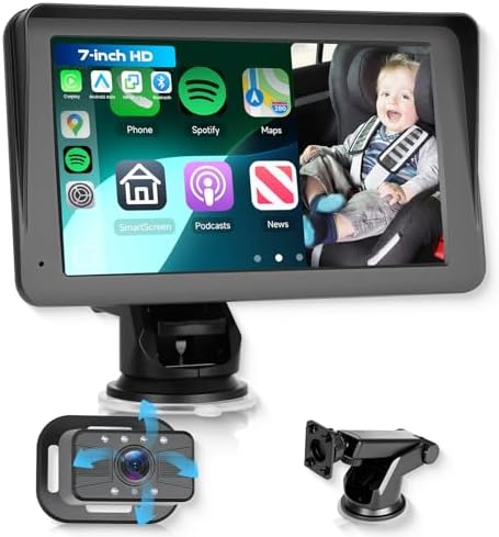 Hodozzy Baby Car Camera with Wireless CarPlay Android Auto, 7 Inc...