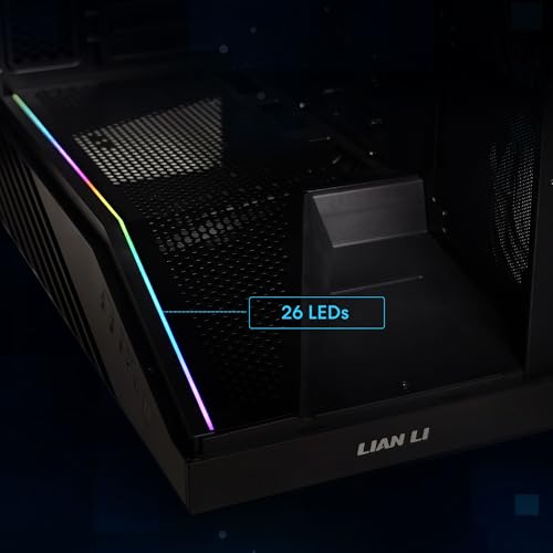 Gabinete para PC Lian Li Vector V100R Mini Tower, diseño sin pilares, compatible con placas base Micro-ATX y Mini-ITX, incluye 4 ventiladores ARGB estándar miniatura 6