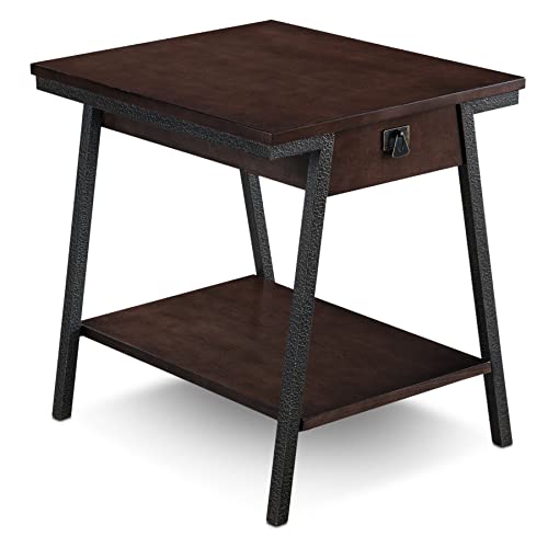 Image of Leick Home 11407 Empiria One Drawer Side Table, Walnut and Foundry Bronze