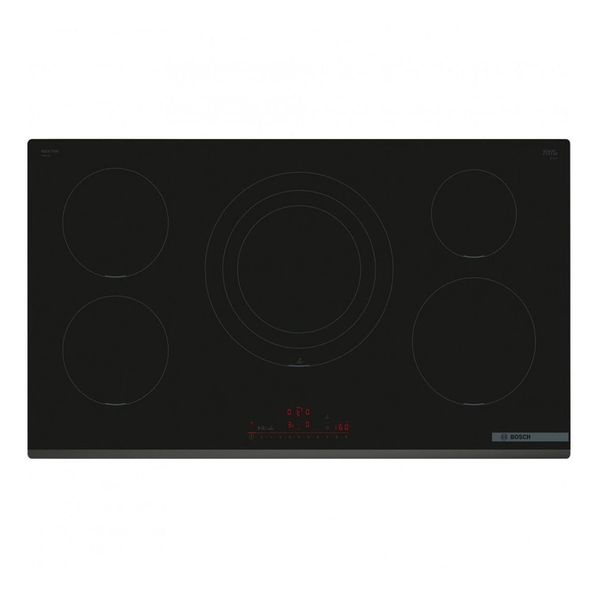 Bosch PIV931HC1E Serie 6, placa de inducción, 5 fuegos, sensores de control de temperatura, calentamiento rápido, negro, 90 cm.