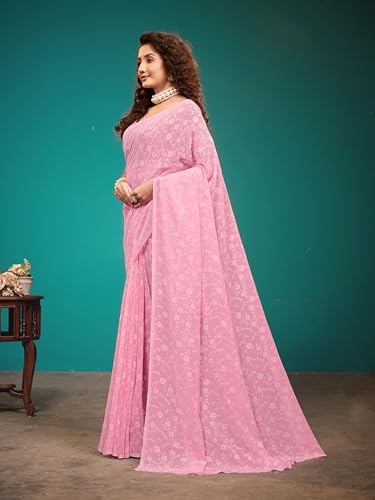 Image of Garden Vareli Viscose Brasso Floral Print Saree