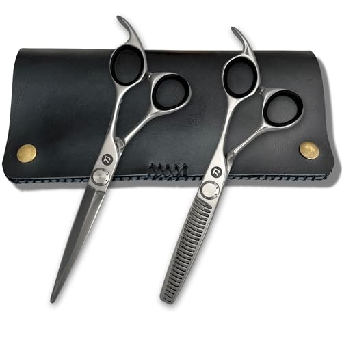 Saki Shears Tanto - Professional 6.5" Hair Cutting Scissors Set Includes Thinning Shears and Leather Case