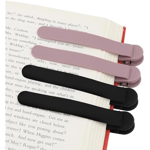 SMUK 4pcs Silicone Bookmarks for Reading Women Men, Automatic Book Page Markers for Book Lovers Kids Teachers, Unique Book Marks Clip Bookmark Reading Gifts for Book Lovers Cover
