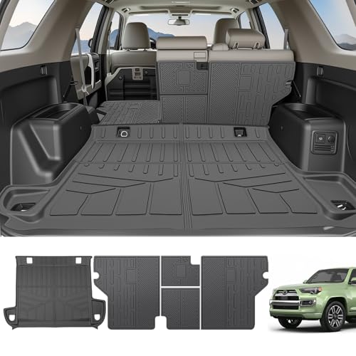 Qyebbk Cargo Liners for 2010-2024 Toyota 4Runner 5 Seats (W/O Sliding Tray & No 3rd Seat) Trunk Mat with Seat Back Cover All Weather TPE Rear Cargo Mat Backrest Protector Accessories