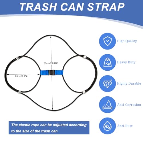 Image of Generic Outdoor Trash Can Bungee Rope,Trash Can Lid Lock,Suitable for 30-50 Gallons - Buckle Lock,Preventing Animals and Other Pests from Entering (Black 1 Pack)