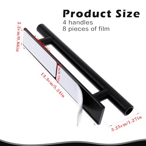 Piriuuo 4 Pack Adhesive Cabinet Handles Pulls, Self Stick Door Handles ABS Plastic Pulls Push Peel and Stick Pull Helper Drawer Pulls Wardrobe Handle Furniture Handles, Black