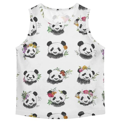 JUNZAN Art Panda White Children Athletic Tank Top Sleeveless Kids Vest Sports Outdoor Breathable Outfit for Beach Swim 3T