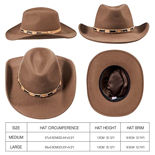 Mix Brown Men & Women's Western Outback Cowboy Hat 100% Wool Felt Western Fedora Shapeable Wide Brim Cowgirl Hat Outdoor Hat #TOP2
