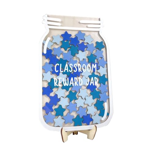 Tarro de recompensa, apoyo a la responsabilidad académica, juego de 64 estrellas, tarro de recompensa positiva de madera, herramienta motivacional para jardín de infantes, fomento del crecimiento del