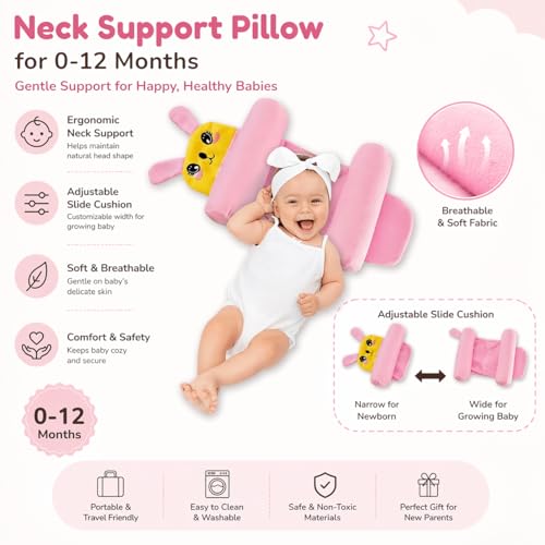 Image of Baby Pillow Combo Set for Newborns & Infants | Toddler Pillow Head Support Cushions with Plush Side Rollers for 0-12 Months