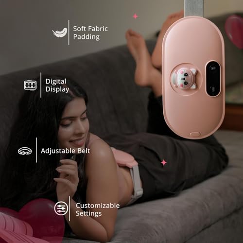 Image of KOT Heating Pads for Cramps, Period Cramp Massager Portable Cordless Heating Pad with 6 Heat Levels and 6 Massage Modes, Heating Pad for Back Pain Relief Menstrual Heating Pads, Pink (PINK-DOLL)