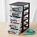 Cabilock 5 Drawer Plastic Storage Organizer Clear Desktop Drawer Storage Cabinet for Office Study Bathroom Craft Supplies