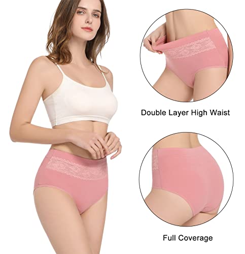 Havvis Women's Briefs Underwear Cotton High Waist Tummy Control Panties Rose Jacquard Ladies Panty Multipack (Brief 05-8 Pack - Assorted Colors, Small) #TOP3