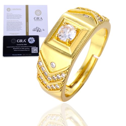 ARTIGIANATO SQUISITO: Meticolosamente realizzato in argento sterling placcato in oro giallo 18k, questo anello da uomo Halukakah mostra qualità eccezionale e raffinatezza, perfetto per ogni gentiluomo esigente