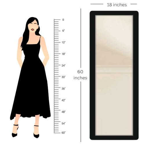 Image of Creative Arts n Frames 45X150 CM Full Length Dressing Chevel Long Strong Framed HD Mirror for Bedroom Living Room Home Office (Classic Black 18x60 inch Full Length Framed Rectangle HD Mirror)