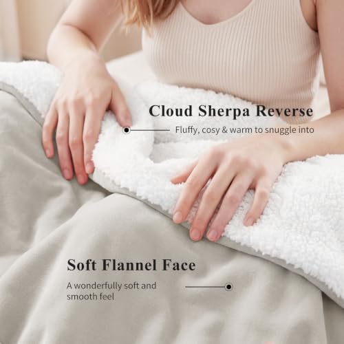 Aisbo Sherpa Kuscheldecke Flauschig 150x200 - Sofadecke, Hellbeige – Ansicht 6