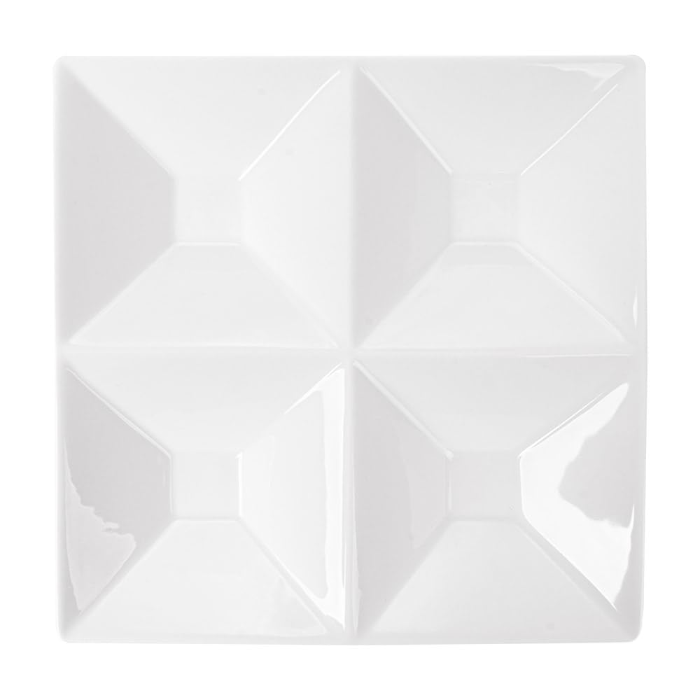 García de Pou 131.09 Platos Cuadrados 4 Compartimentos, 24 x 24 cm, Set de 4, Blanco