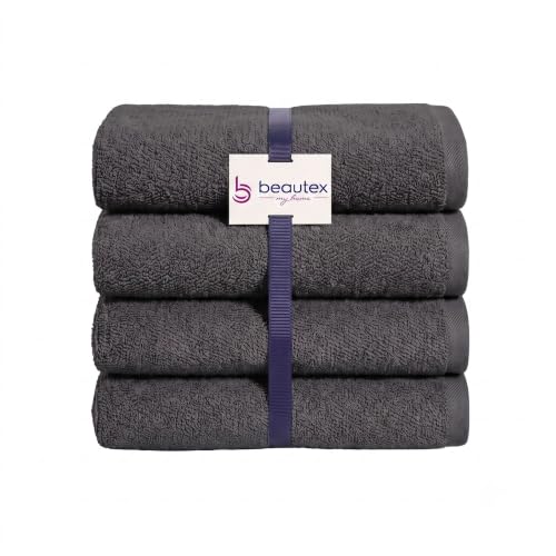 BEAUTEX Gästehandtücher 4er Set 30x50 Dunkelgrau 550 g/m²