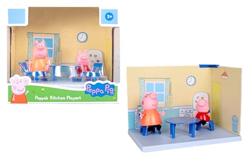 Image of Peppa Pig Kitchen Themed Preschool Toy with Mummy Pig, Includes 2 Poseable Figures, Accessories and Scene Cards Playset, Ages 3 Birthday Gift Toys for Kids,Playsets