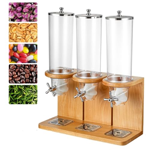 Contenitore sigillato in bambù per Cereali, da 3,5 a 10,5 Litri, con Base in Legno. Ideale per conservare Riso, Fagioli e Frutta secca. Dotato di Un Pratico dosatore, è Un Accessorio indispe