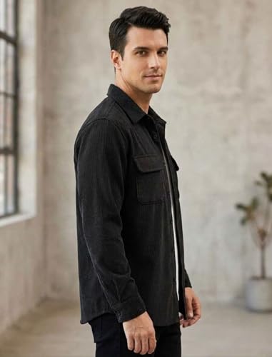 Image of MiraMichi Men's Full Sleeve Corduroy Striped Casual Jacket, Ideal for Stylish Everyday Outfits